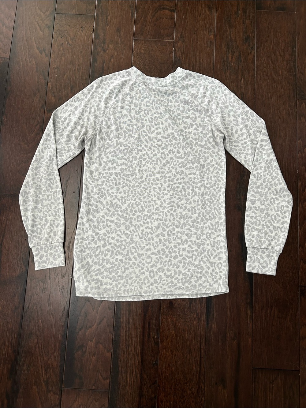 Loveapella Long Sleeve Crewneck Tee with Subtle Leopard Print